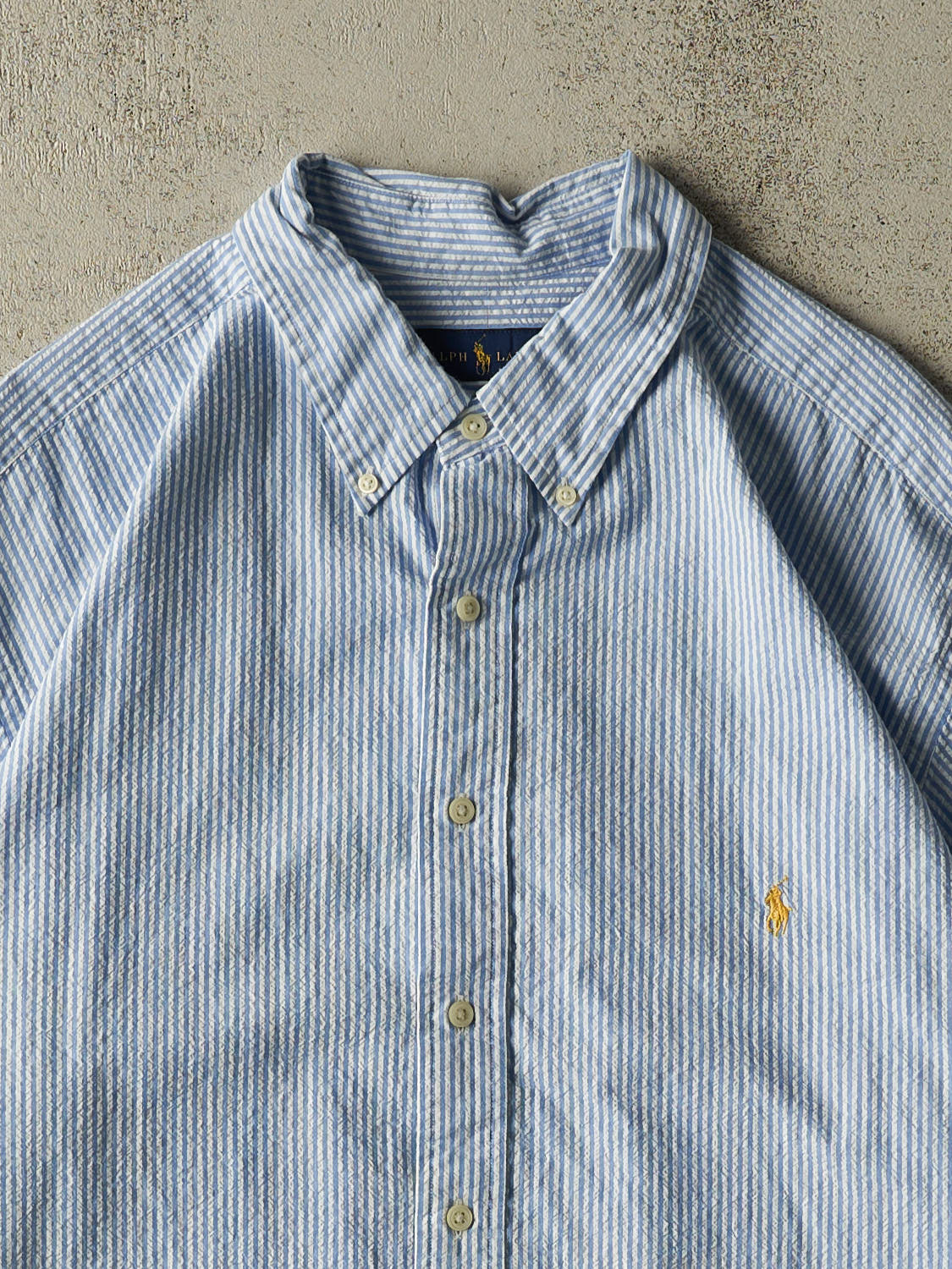 Vintage Y2K Blue Polo Cropped Button Up Tee (XL)