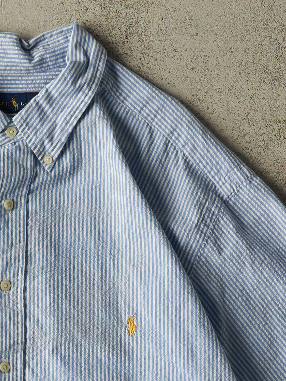 Vintage Y2K Blue Polo Cropped Button Up Tee (XL)
