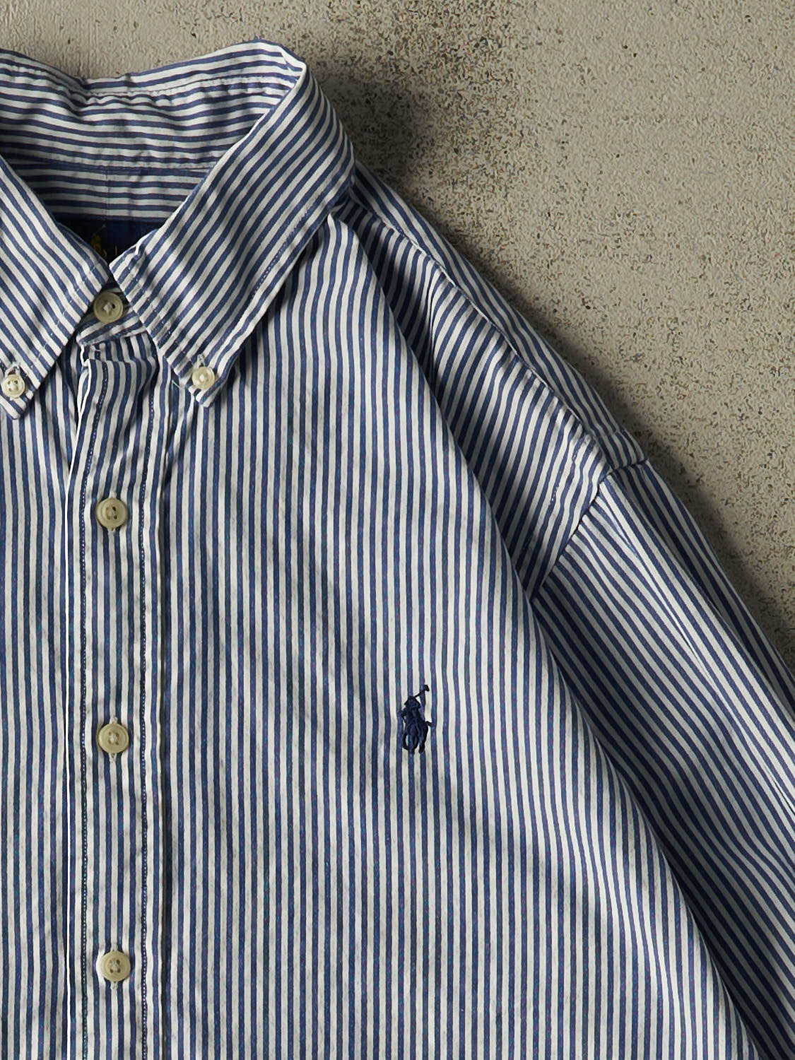 Vintage Y2K Blue Polo Striped Long Sleeve Button Up (XL)