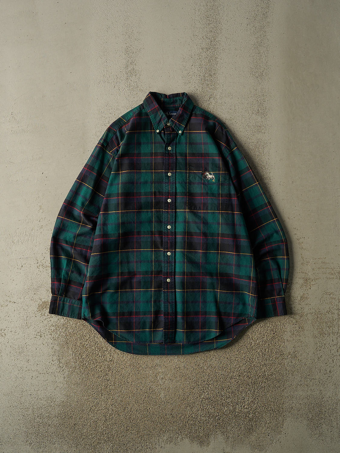 Vintage Y2K Green Polo Westie Plaid Long Sleeve Button Up (XL/XXL)