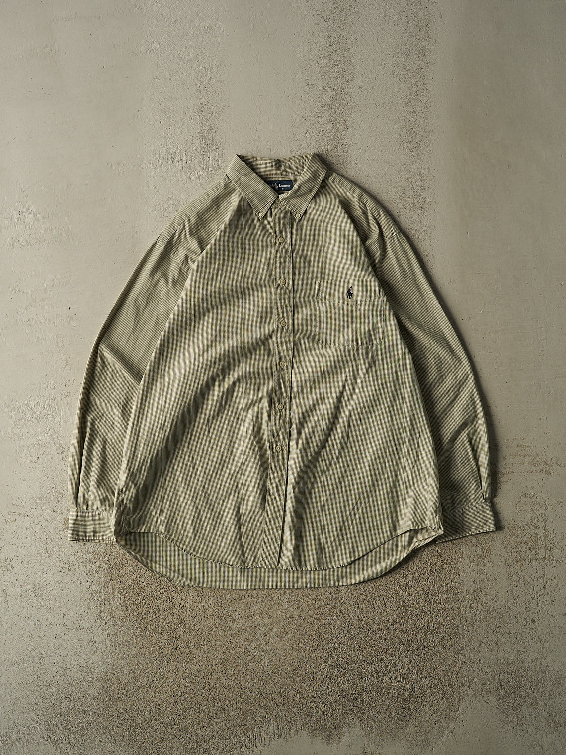 Vintage 90s Beige Polo Long Sleeve Button Up (XXXL)