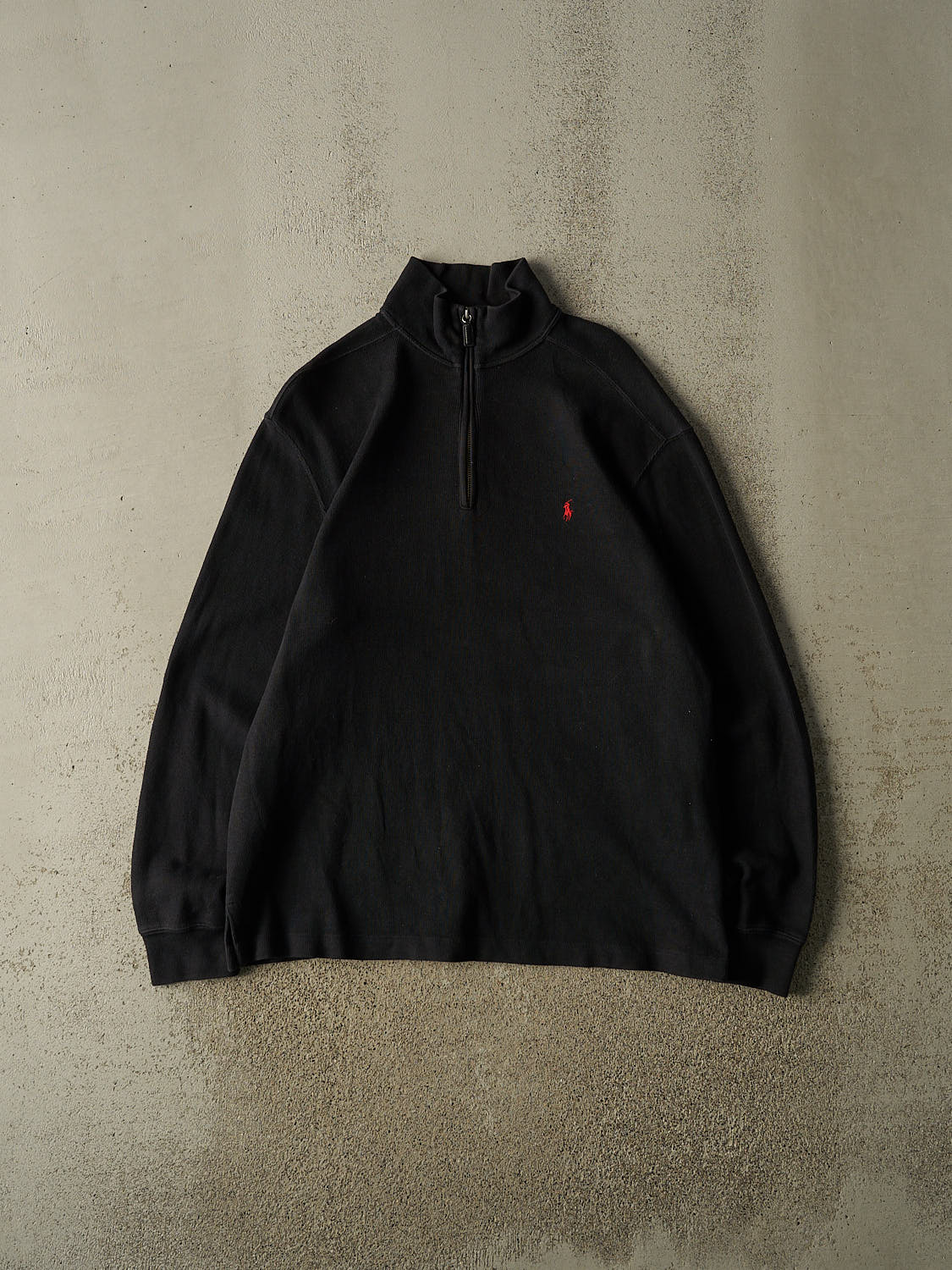 Vintage 90s Black Polo Quarter Zip Knit (L/XL)