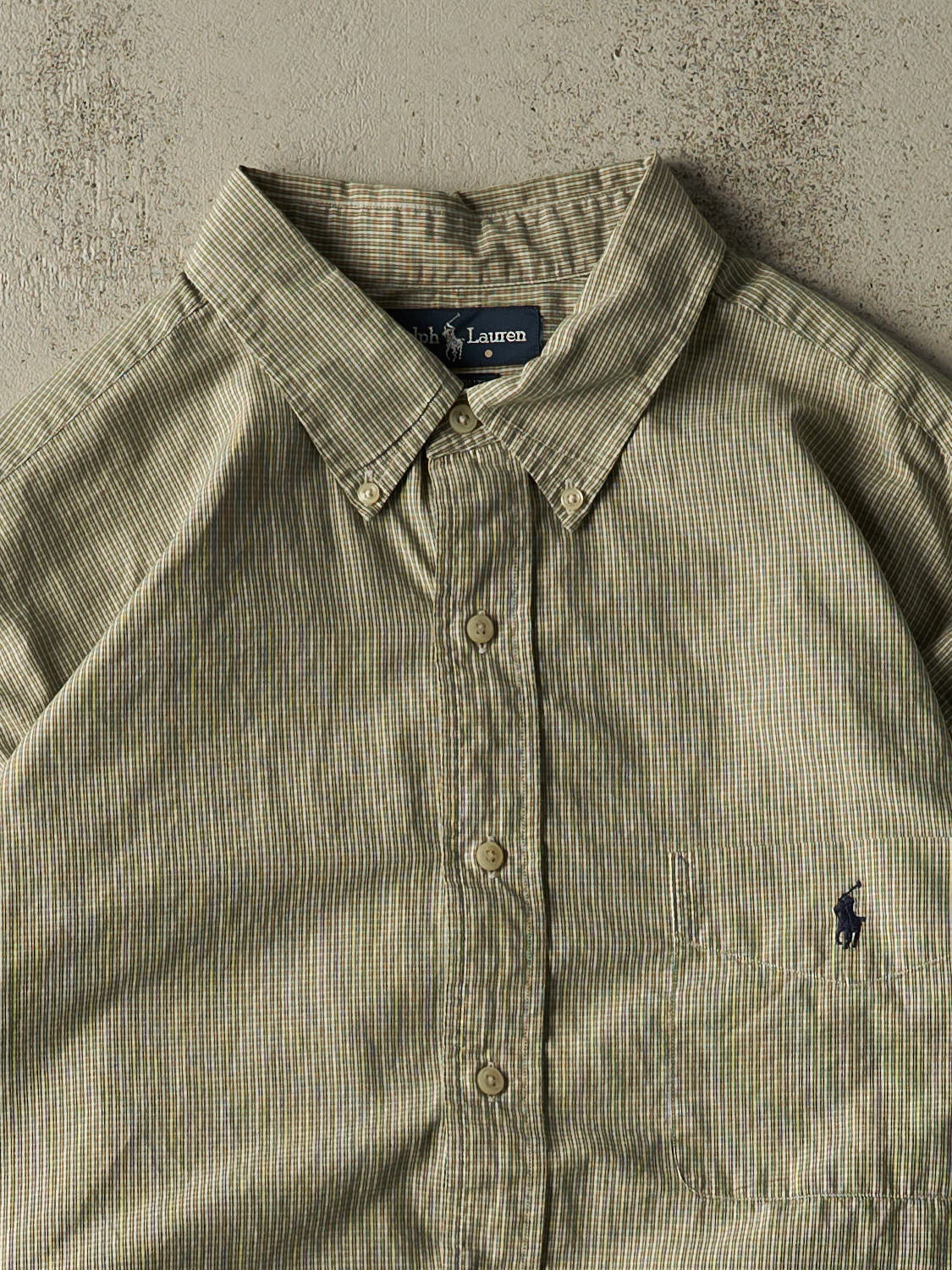 Vintage 90s Beige Polo Long Sleeve Button Up (XXXL)