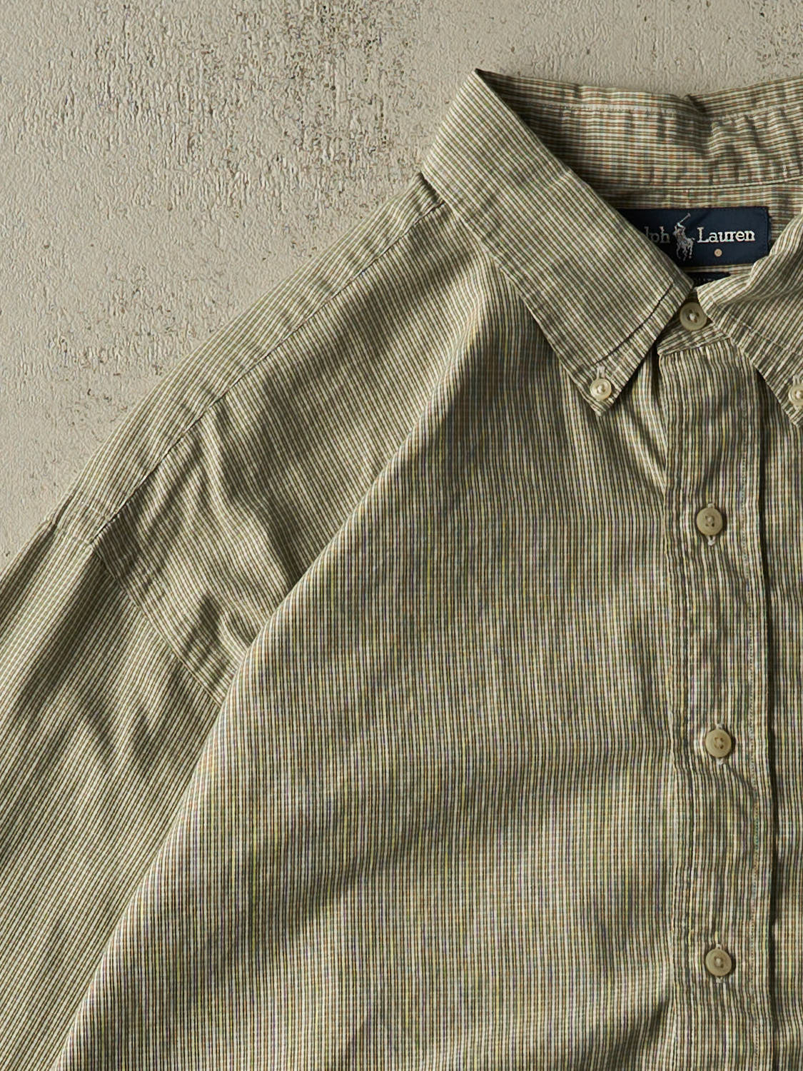Vintage 90s Beige Polo Long Sleeve Button Up (XXXL)