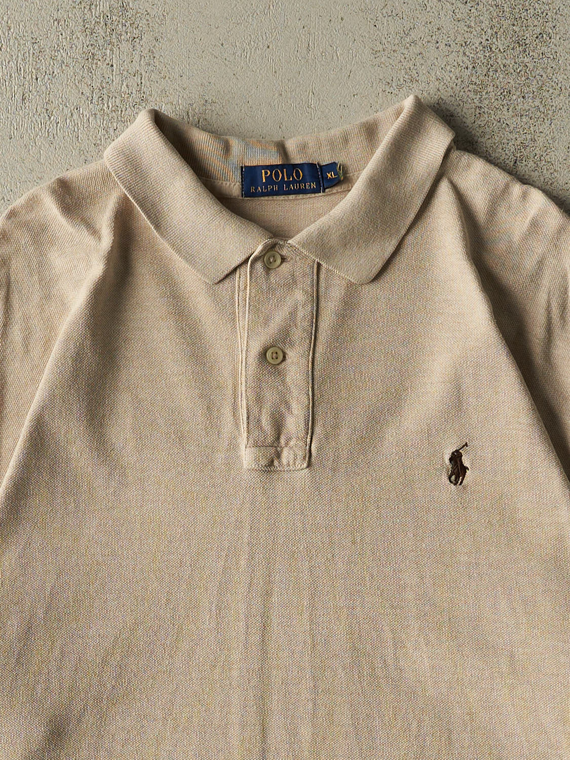 Vintage Y2K Beige Polo Quarter Button Tee (XL/XXL)