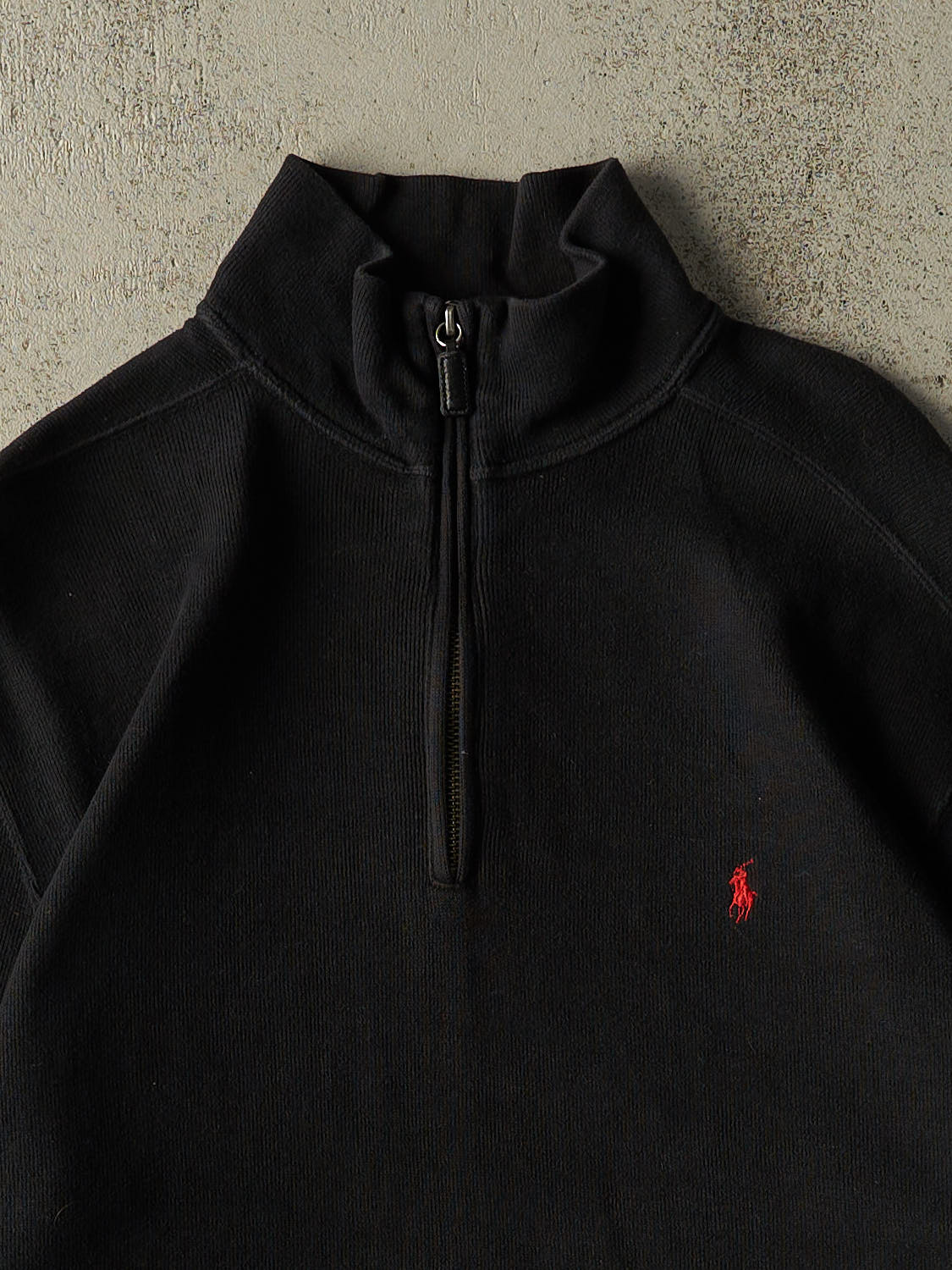 Vintage 90s Black Polo Quarter Zip Knit (L/XL)