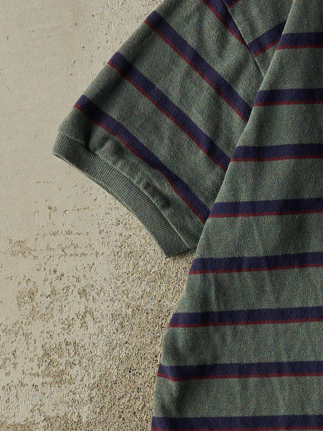 Vintage 90s Green Polo Striped Quarter Button Tee (L/XL)
