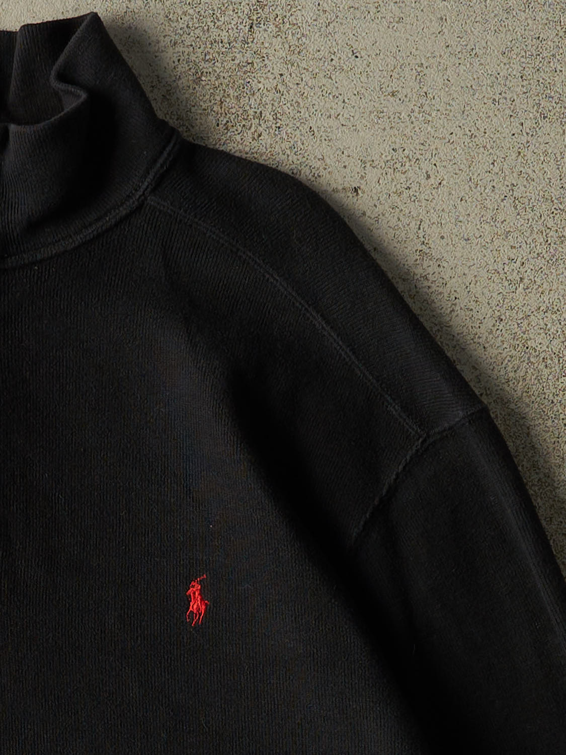 Vintage 90s Black Polo Quarter Zip Knit (L/XL)
