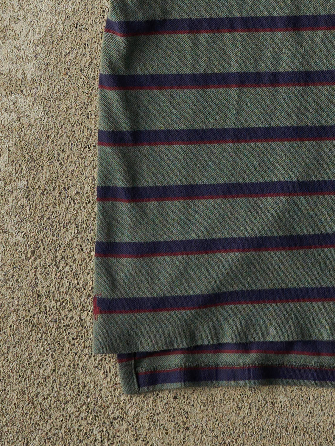 Vintage 90s Green Polo Striped Quarter Button Tee (L/XL)