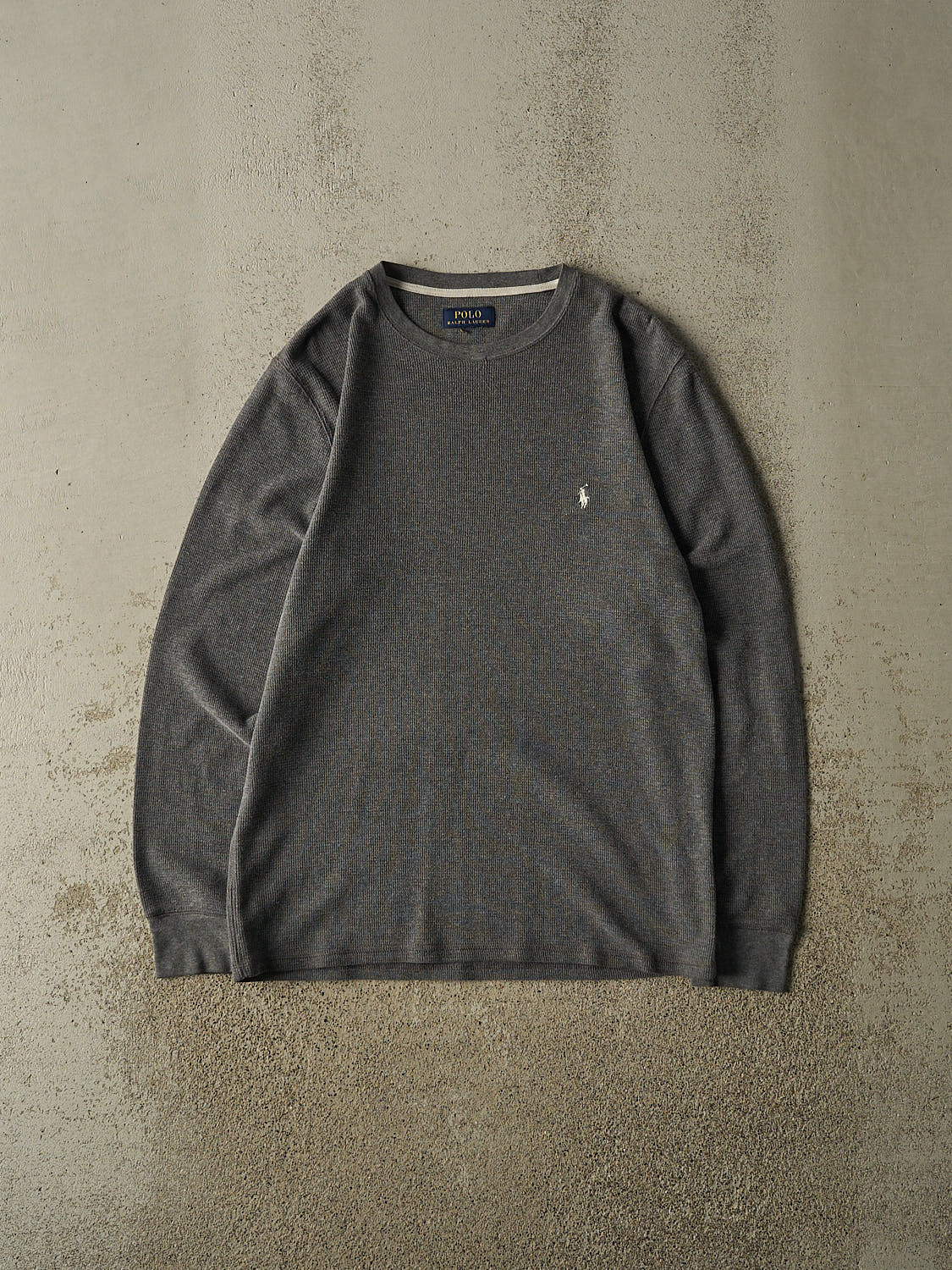 Vintage Y2K Grey Polo Thermal Long Sleeve (M/L)
