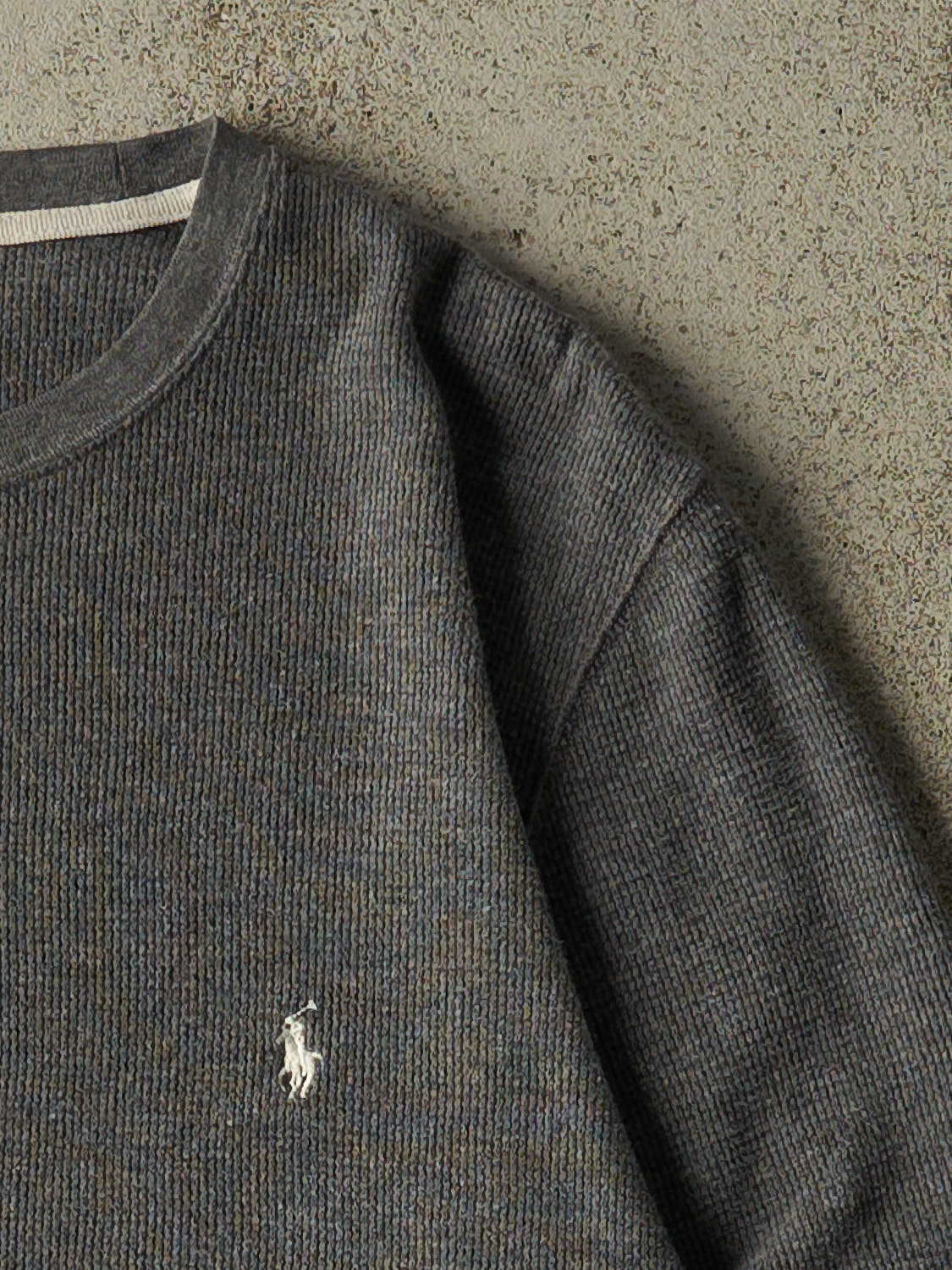 Vintage Y2K Grey Polo Thermal Long Sleeve (M/L)