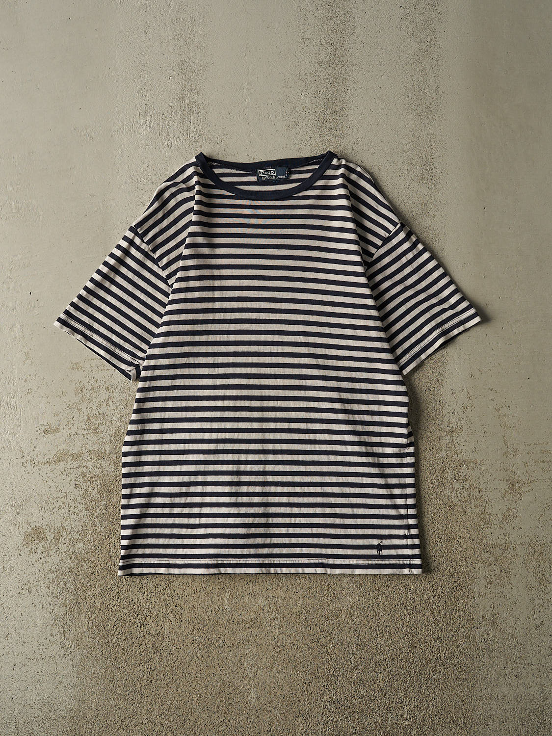Vintage 90s White Polo Striped Tee (L)