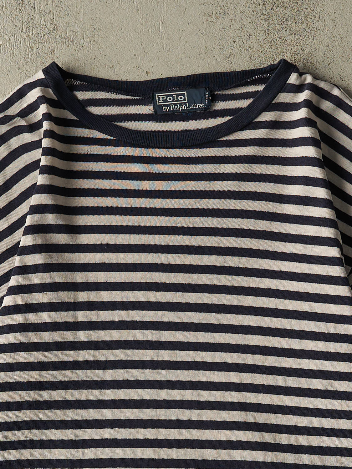Vintage 90s White Polo Striped Tee (L)