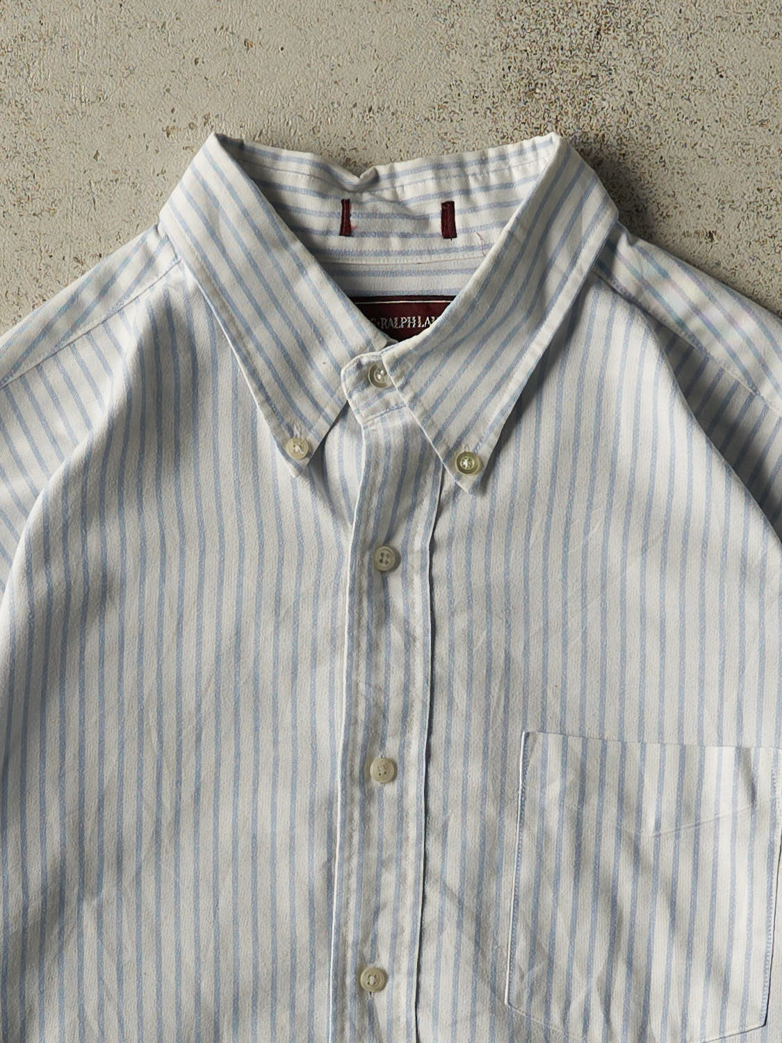 Vintage 90s White Chaps Striped Cropped Long Sleeve Button Up (S/M)