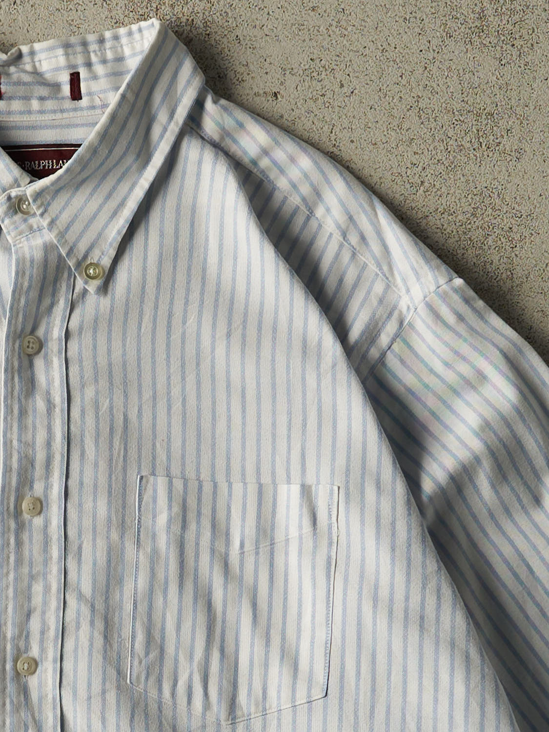 Vintage 90s White Chaps Striped Cropped Long Sleeve Button Up (S/M)