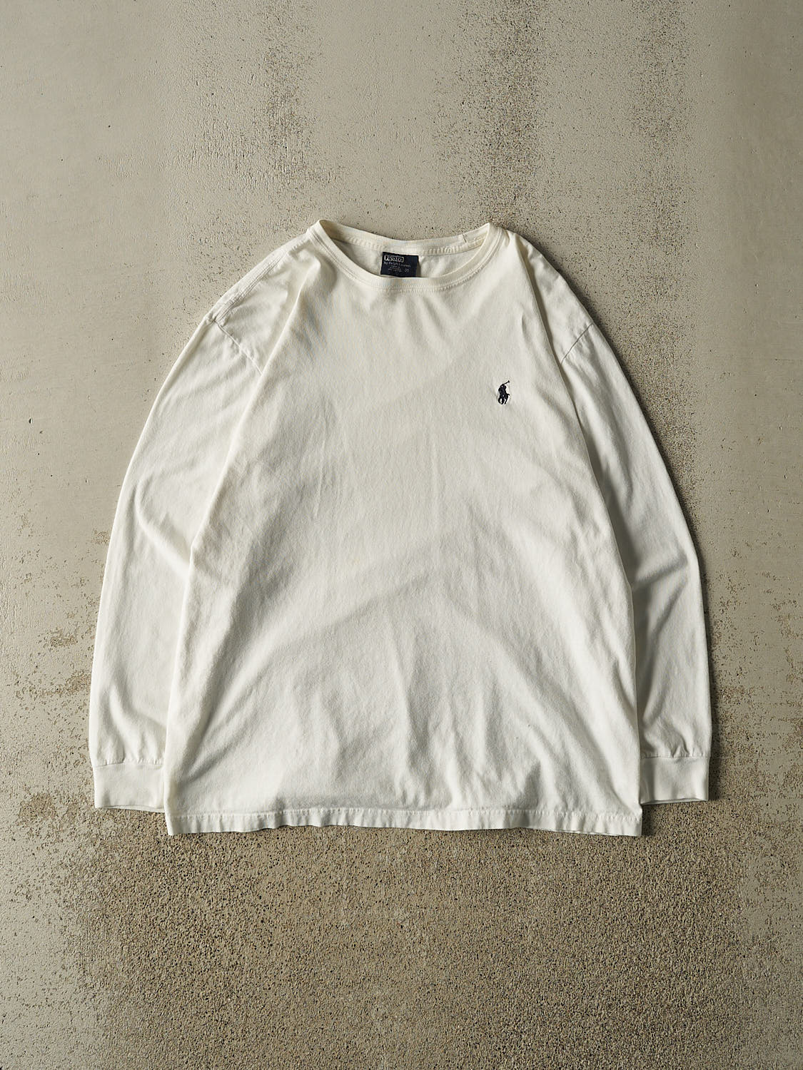Vintage Y2K White Polo Embroidered Long Sleeve (M)