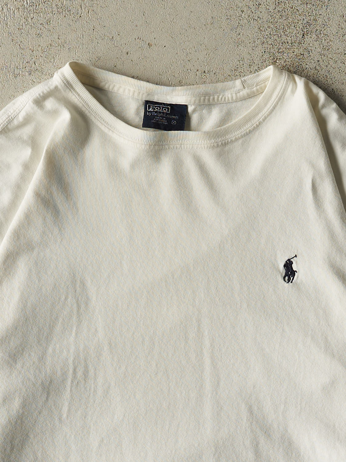 Vintage Y2K White Polo Embroidered Long Sleeve (M)