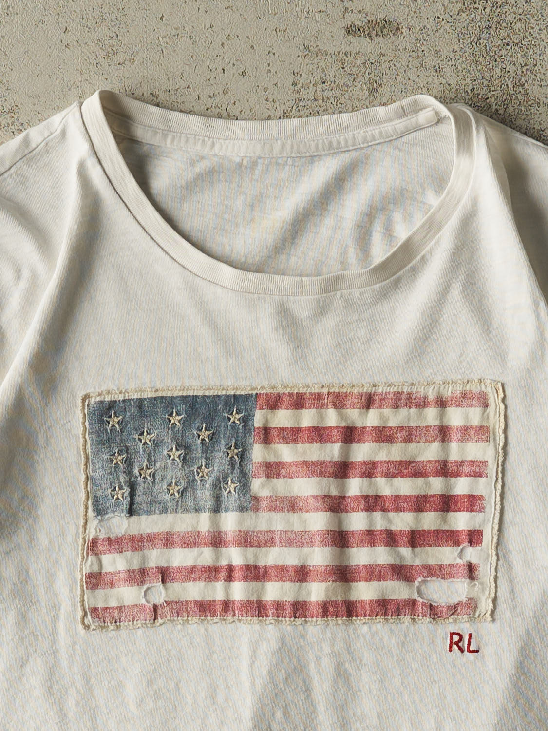 Vintage Y2K White Ralph Lauren American Flag Tee (XS/S)