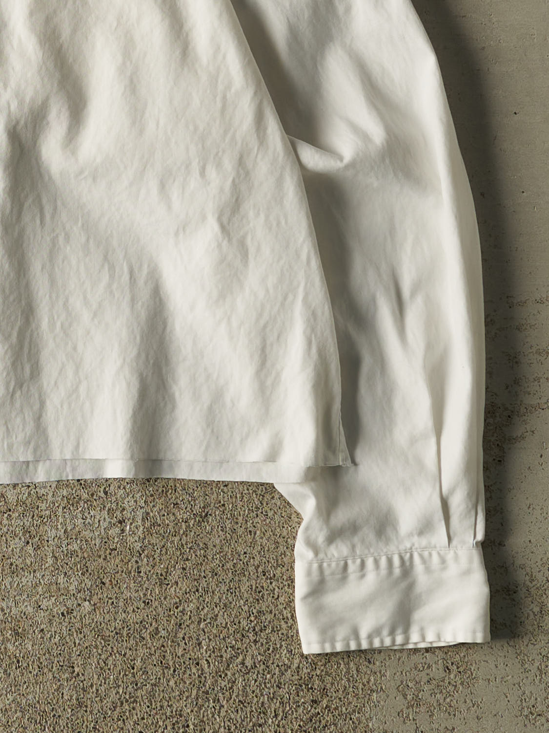 Vintage 90s White Polo Cropped Long Sleeve Button Up (L)