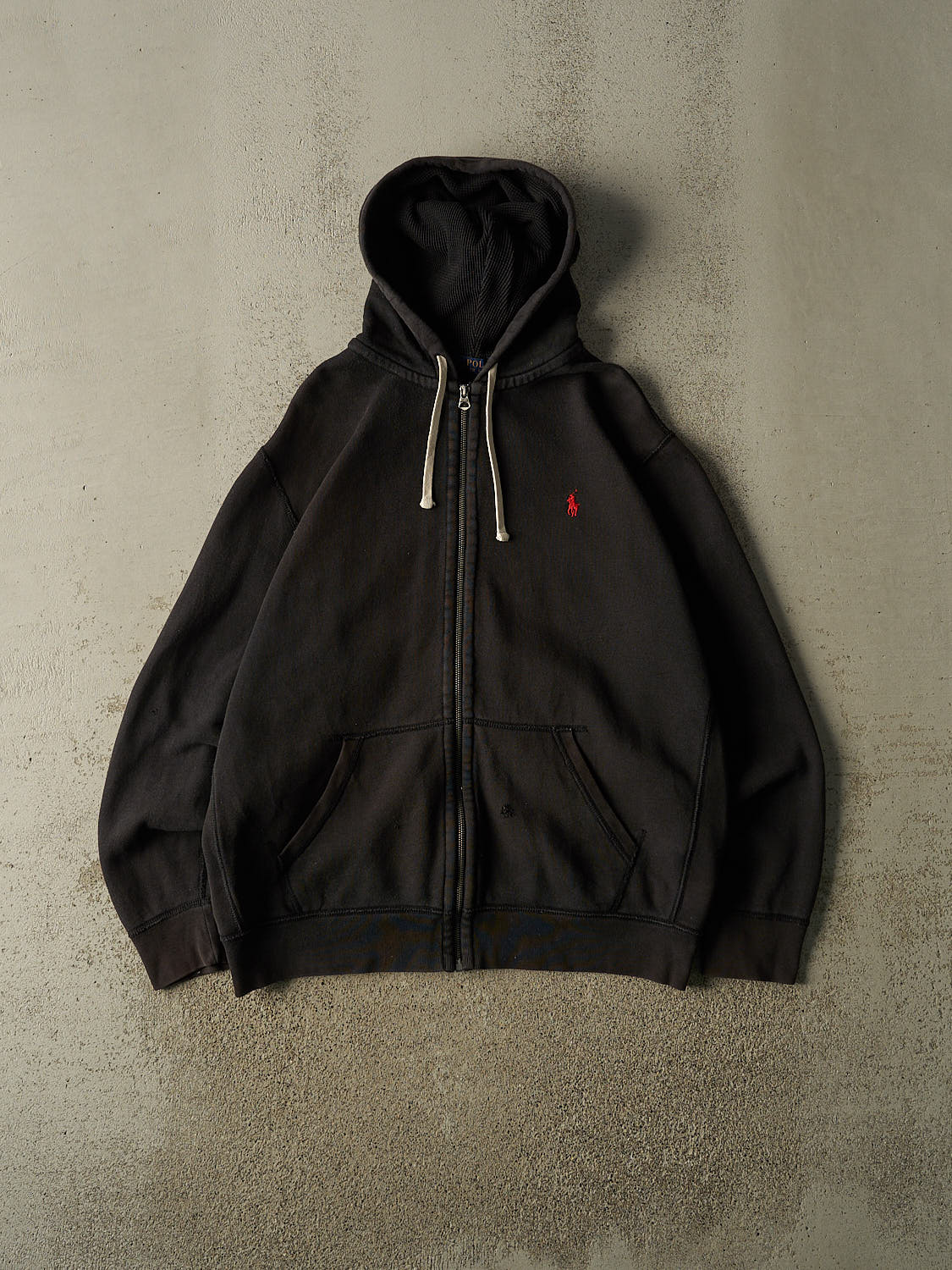 Vintage Y2K Black Polo Embroidered Zip Up Hoodie (XL)