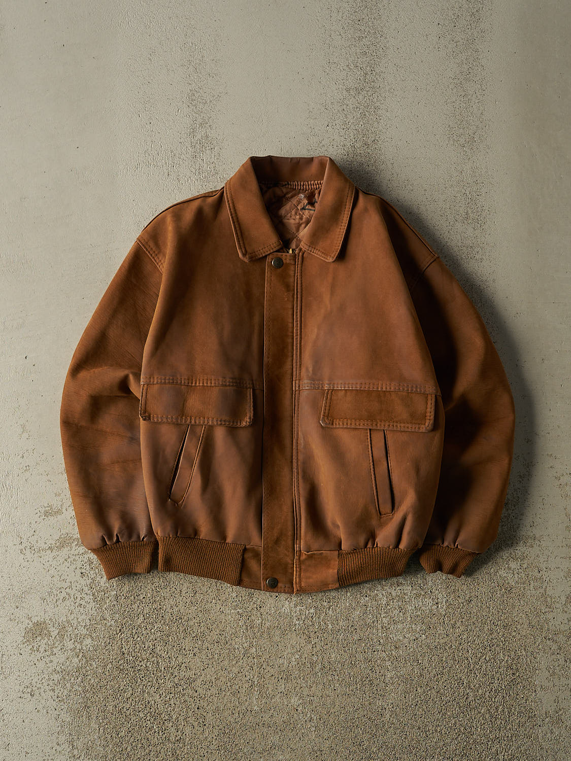 Vintage 90s Brown Suede Bomber Jacket (M)