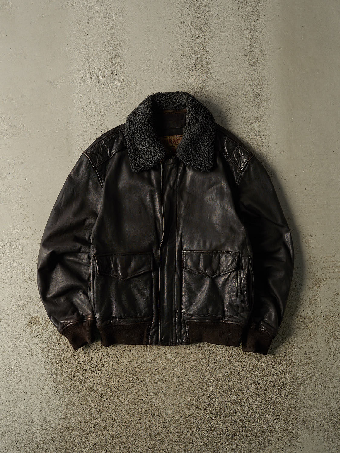 Vintage 90s Brown Aviator Leather Jacket (M/L)