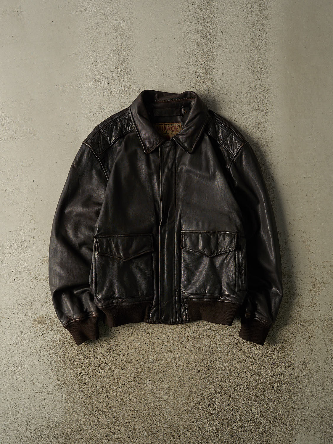 Vintage 90s Brown Aviator Leather Jacket (M/L)
