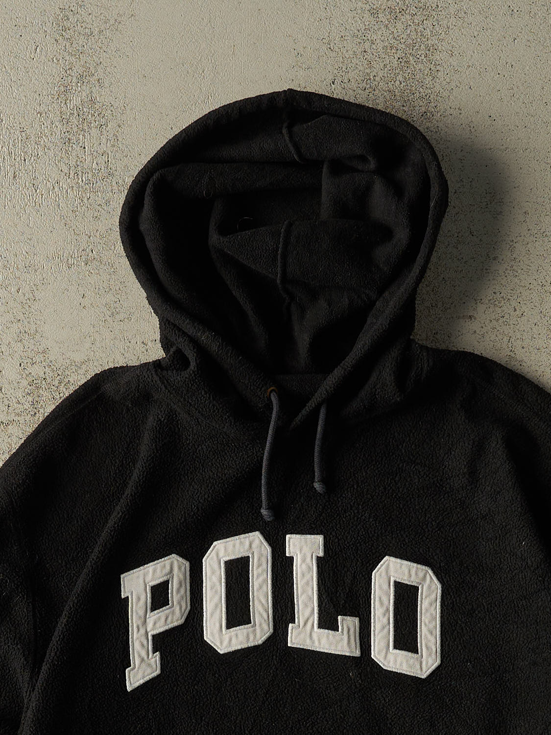 Vintage Y2K Black Polo Fleece Hoodie (L)