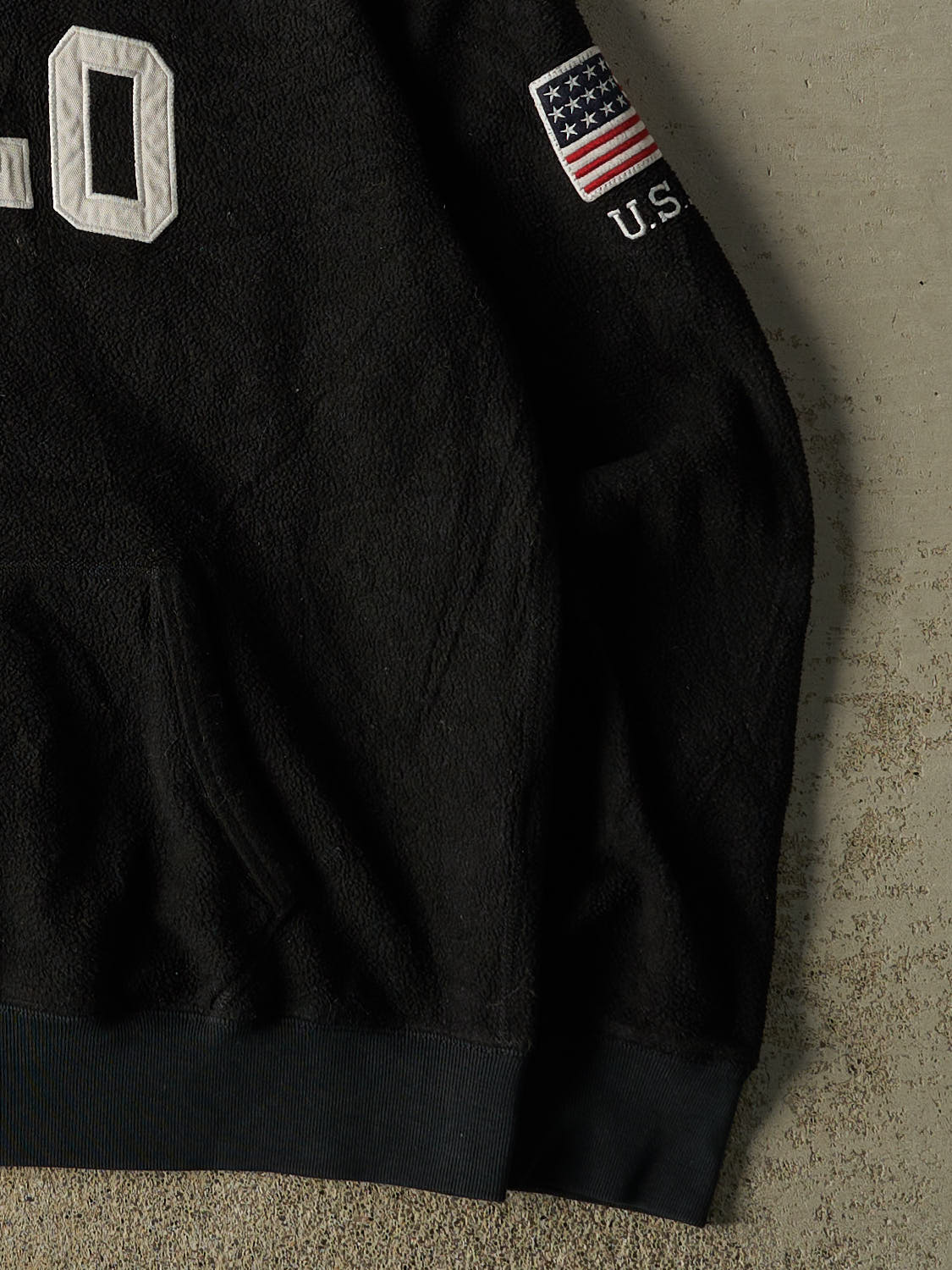 Vintage Y2K Black Polo Fleece Hoodie (L)