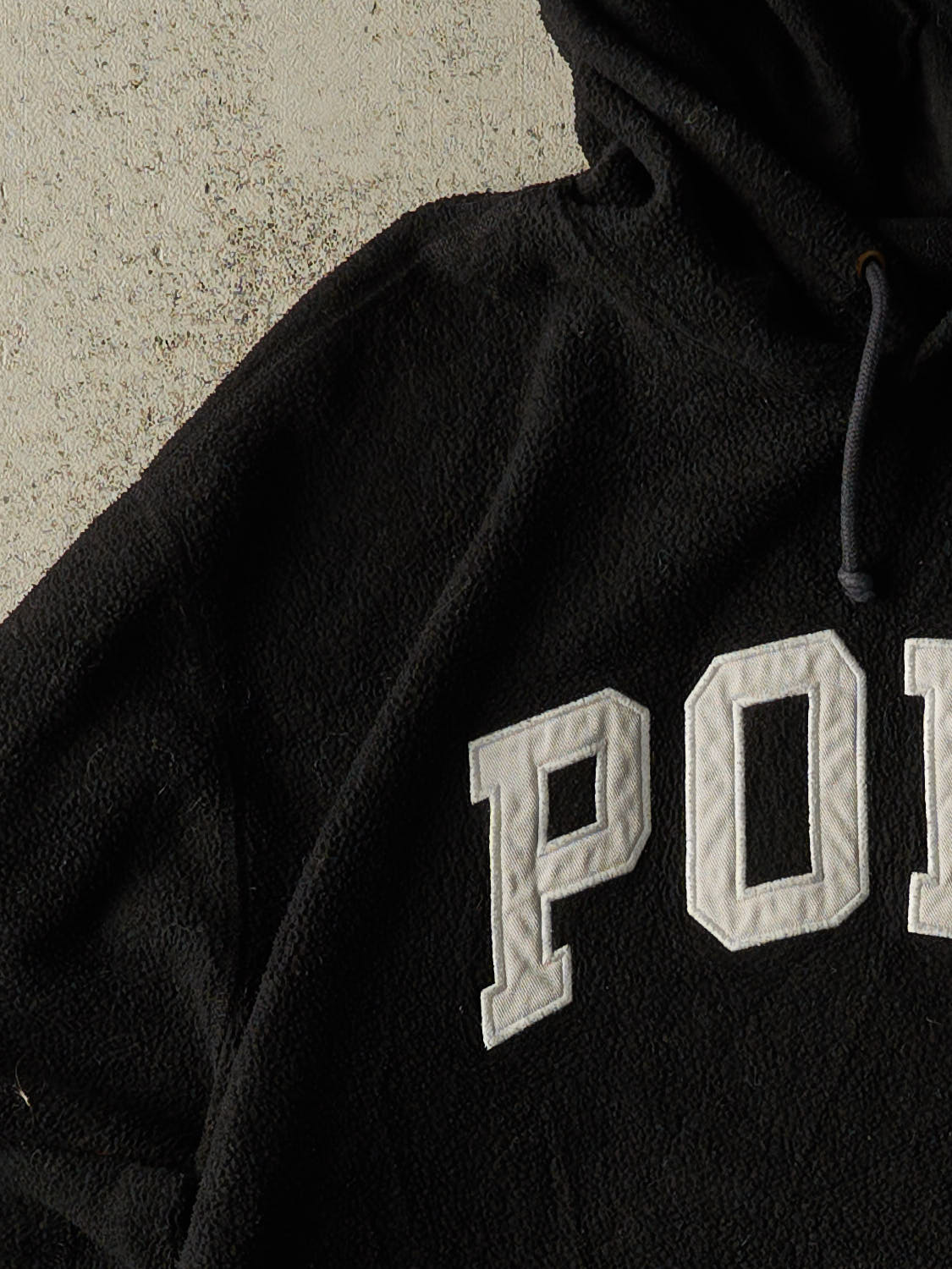 Vintage Y2K Black Polo Fleece Hoodie (L)