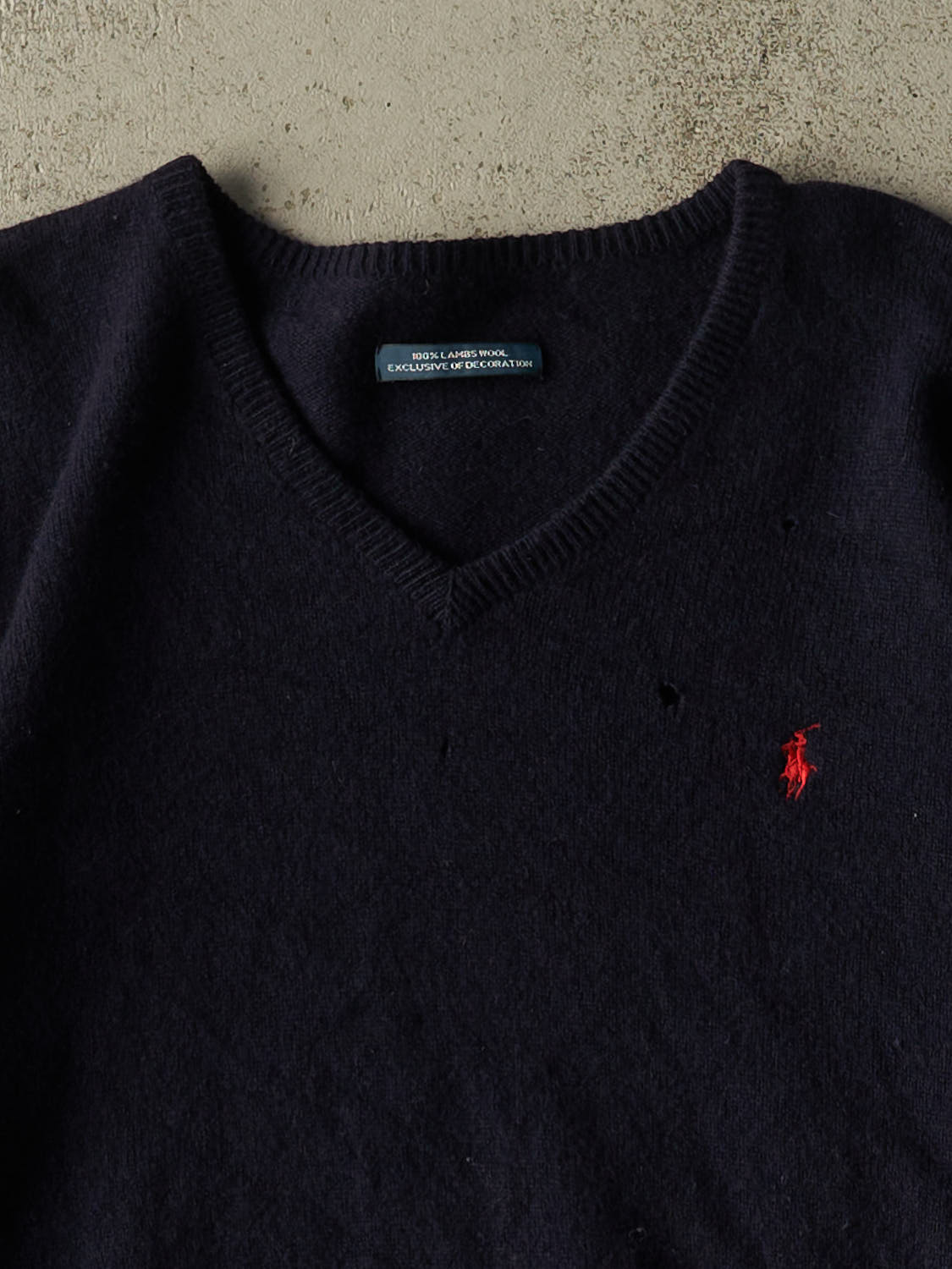 Vintage 90s Navy Blue Polo Lambswool Knit (L)