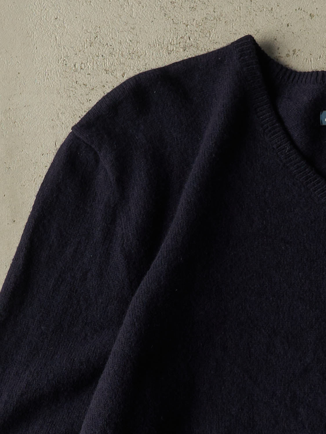 Vintage 90s Navy Blue Polo Lambswool Knit (L)