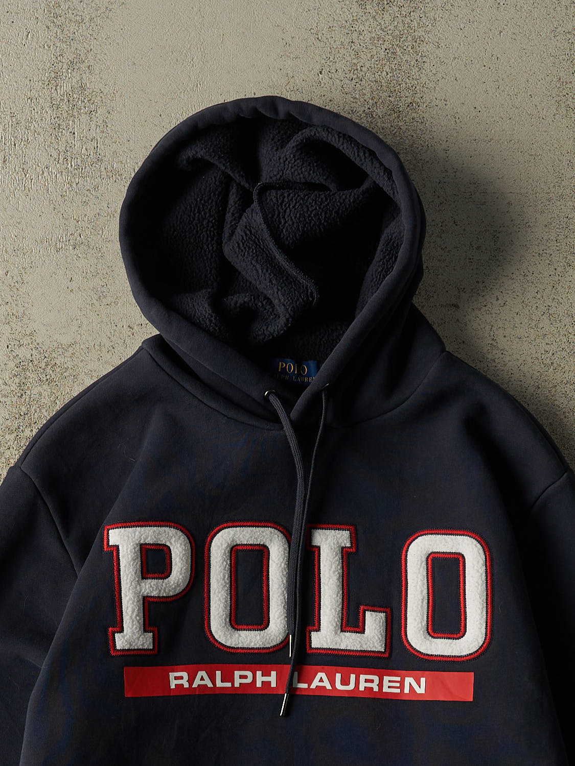 Vintage Y2K Navy Blue Polo Embroidered Hoodie (M/L)