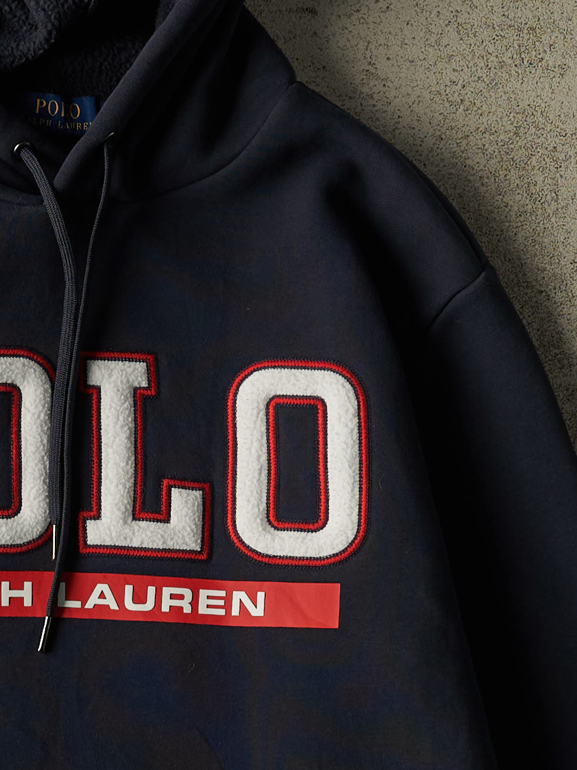 Vintage Y2K Navy Blue Polo Embroidered Hoodie (M/L)