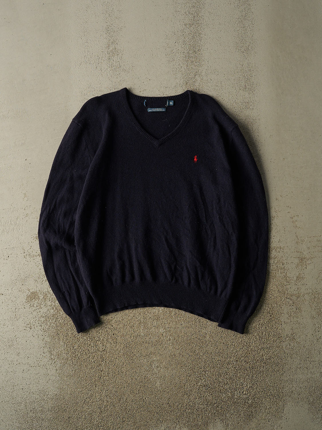 Vintage 90s Navy Blue Polo Lambswool Knit (L/XL)