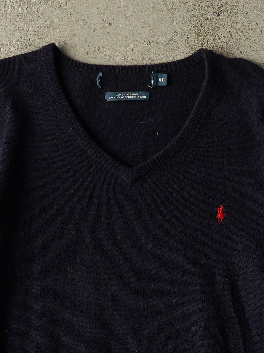 Vintage 90s Navy Blue Polo Lambswool Knit (L/XL)