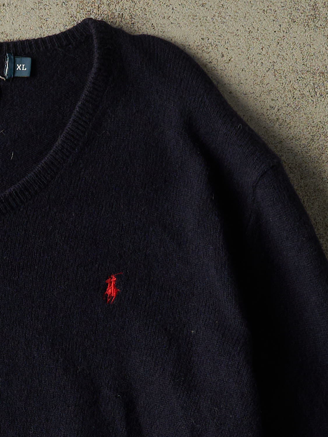 Vintage 90s Navy Blue Polo Lambswool Knit (L/XL)