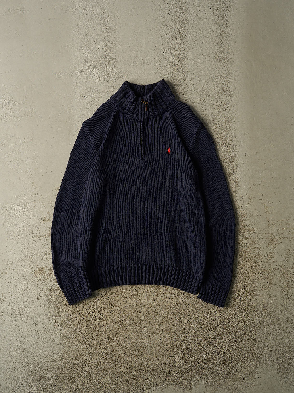 Vintage 90s Navy Blue Polo Quarter Zip Knit (M/L)