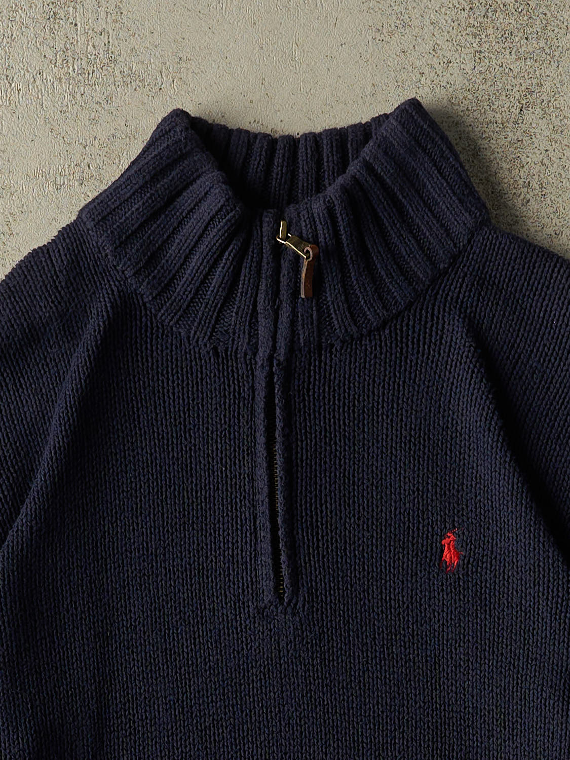 Vintage 90s Navy Blue Polo Quarter Zip Knit (M/L)