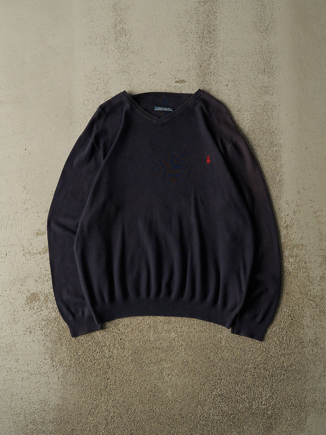 Vintage 90s Navy Blue Polo Embroidered V Neck Sweater (M/L)