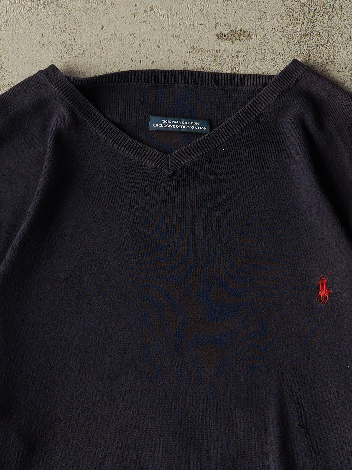 Vintage 90s Navy Blue Polo Embroidered V Neck Sweater (M/L)