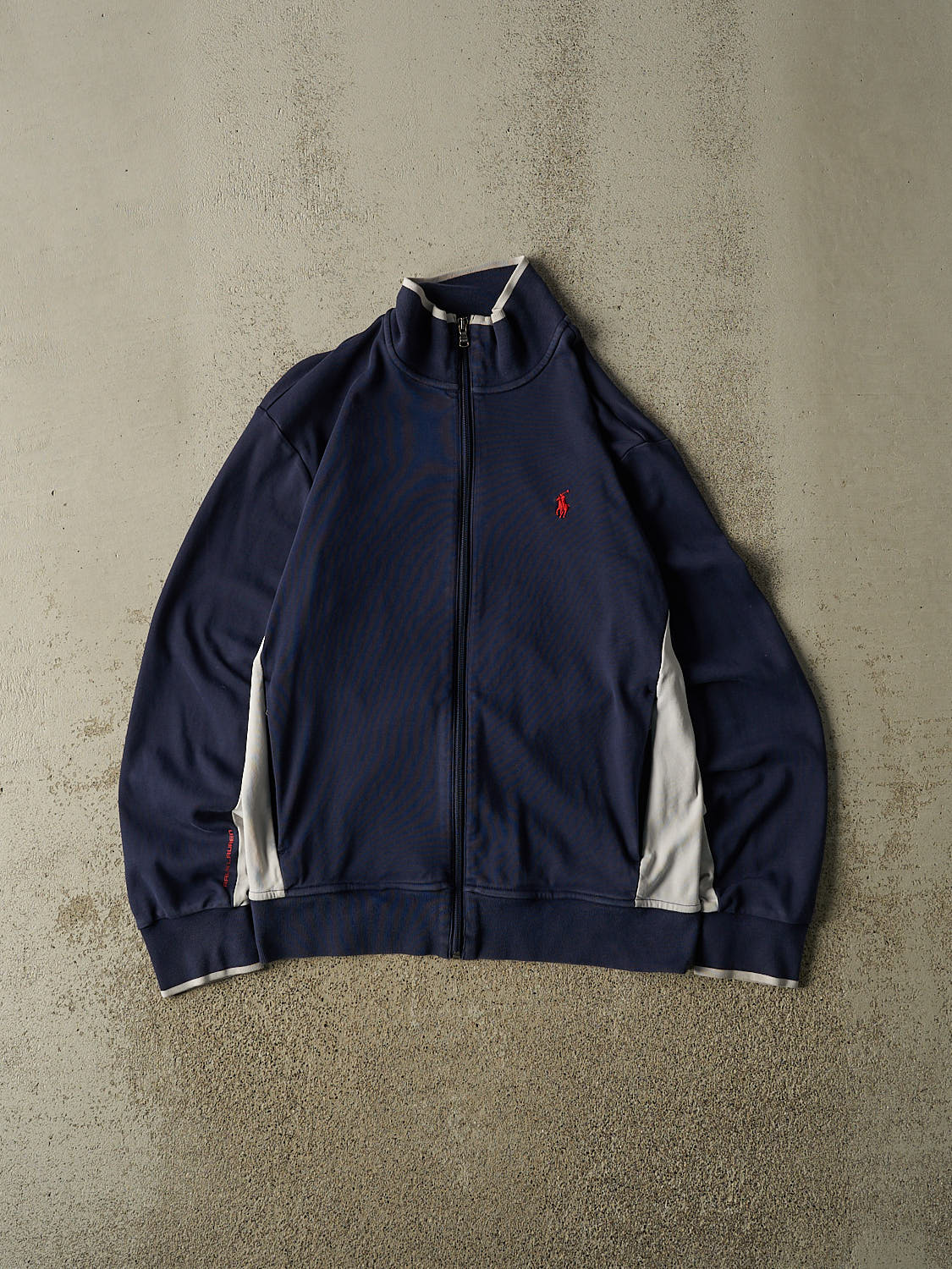 Vintage 90s Navy Blue Polo Zip Up Track Sweater (S/M)