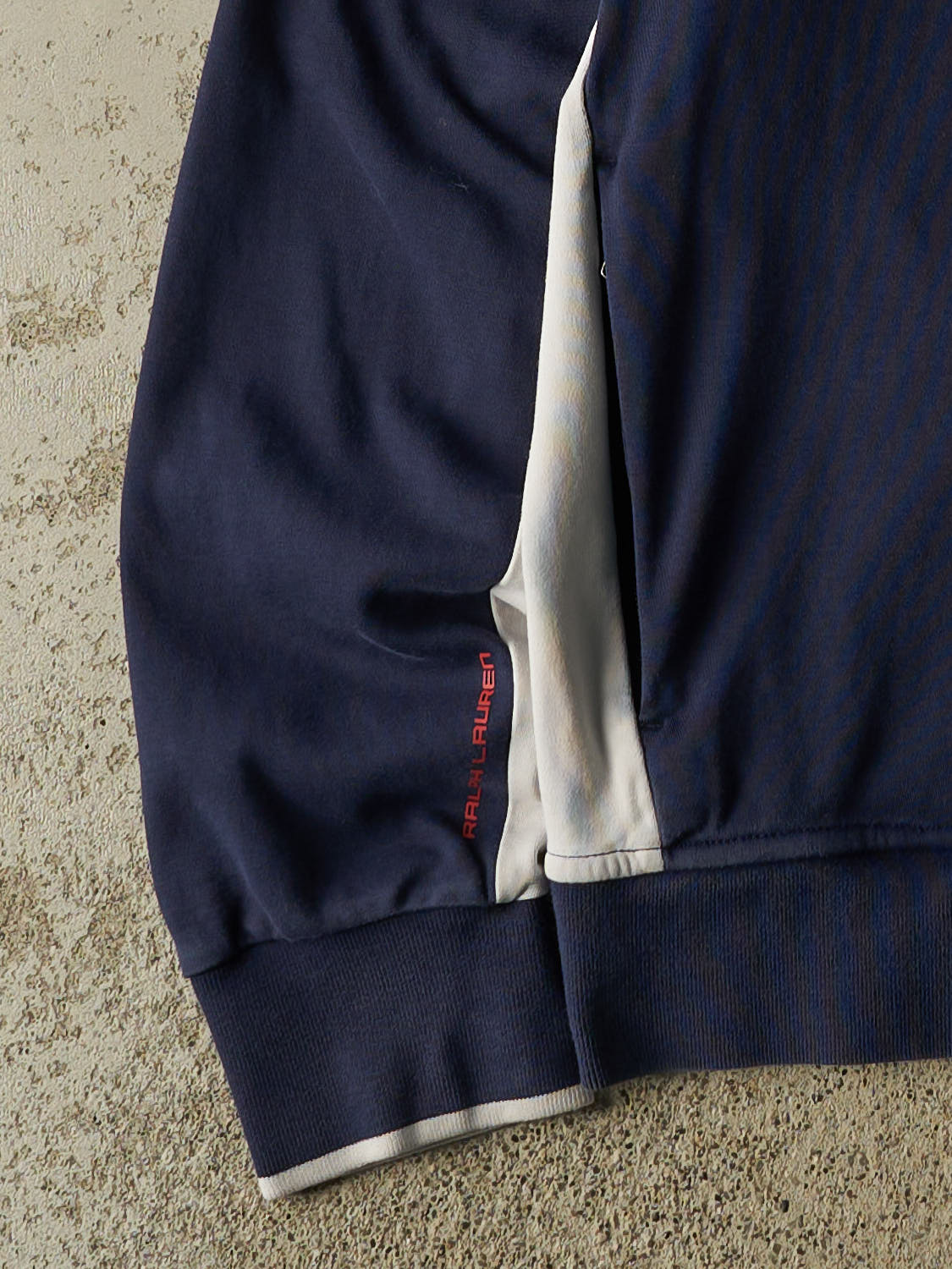 Vintage 90s Navy Blue Polo Zip Up Track Sweater (S/M)
