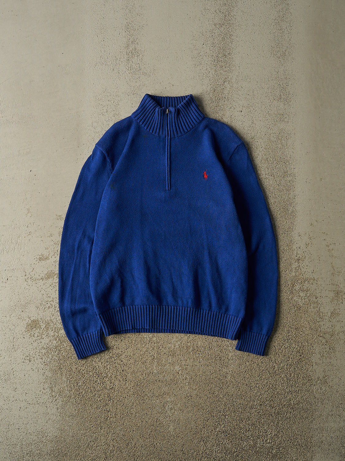 Vintage 90s Blue Polo Quarter Zip Knit (XS/S)