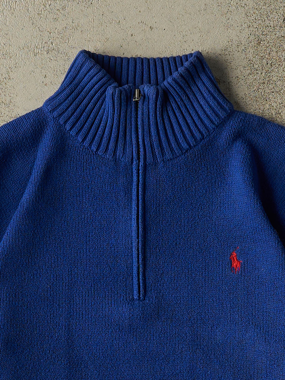 Vintage 90s Blue Polo Quarter Zip Knit (XS/S)