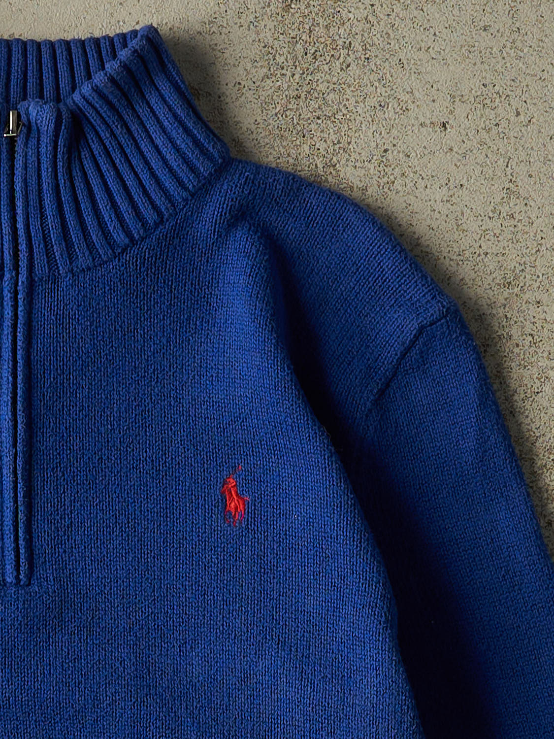 Vintage 90s Blue Polo Quarter Zip Knit (XS/S)