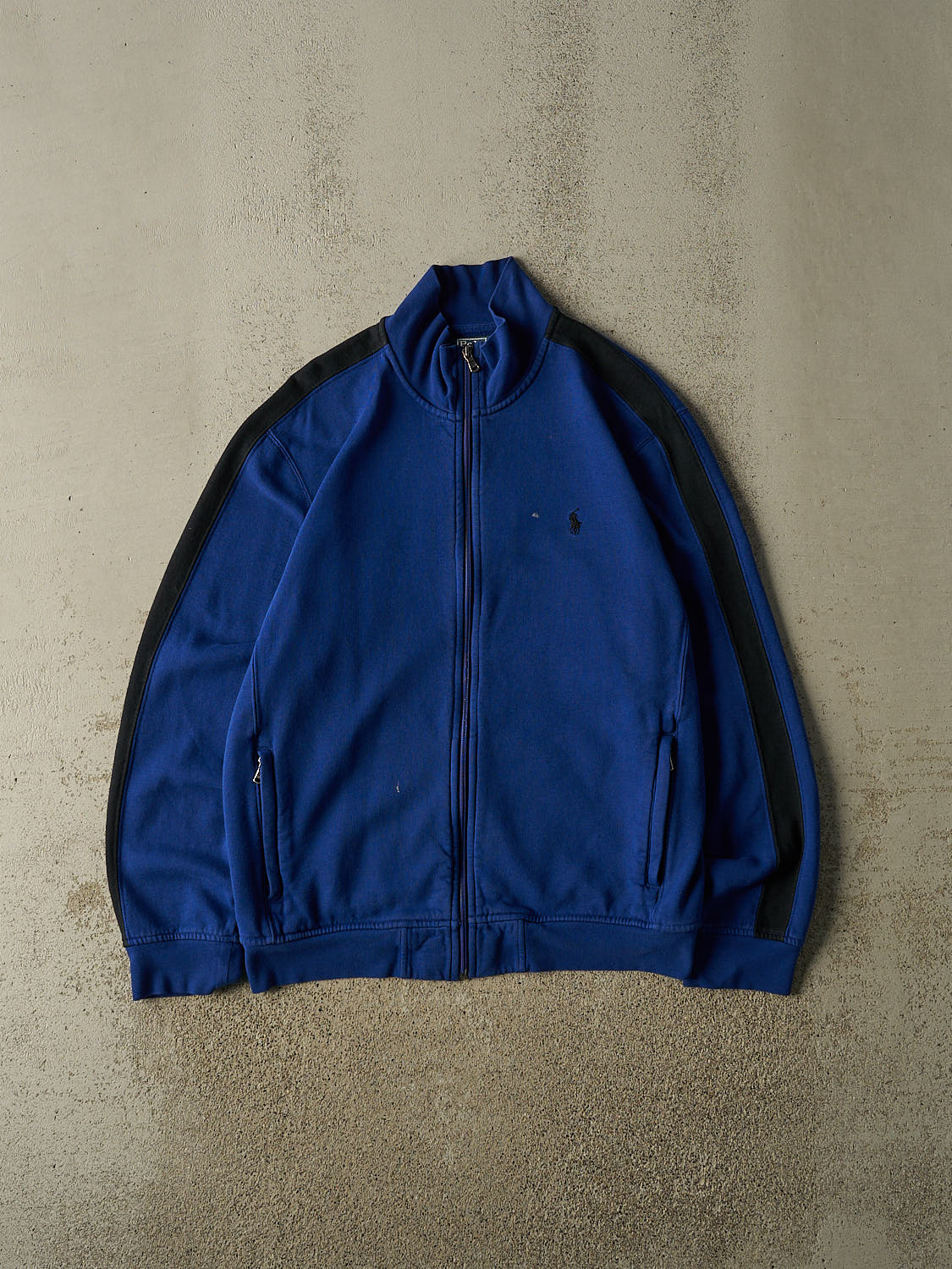 Vintage 90s Blue Polo Zip Up Track Sweater (L/XL)