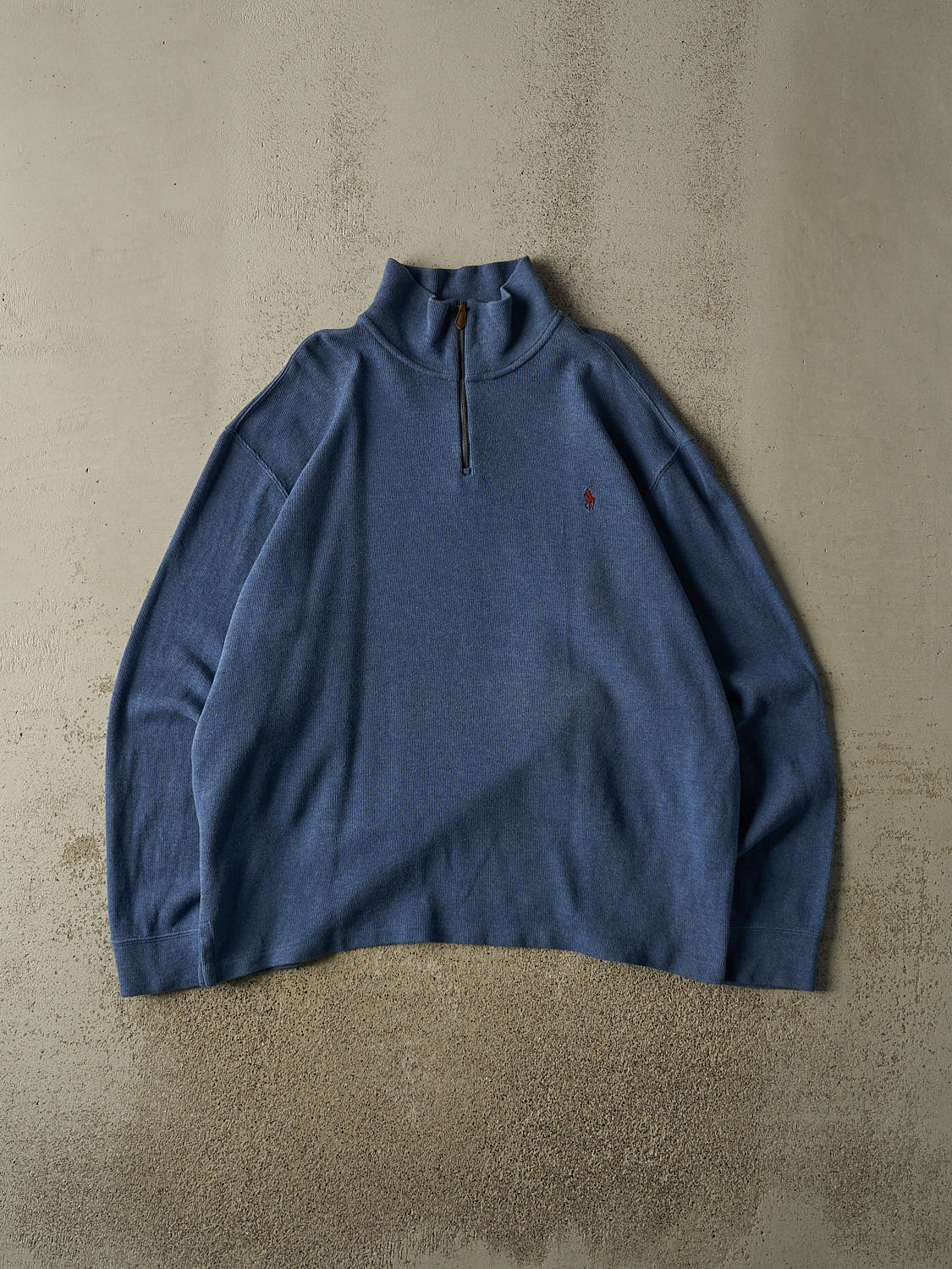 Vintage 90s Blue Polo Quarter Zip Knit (XXL)