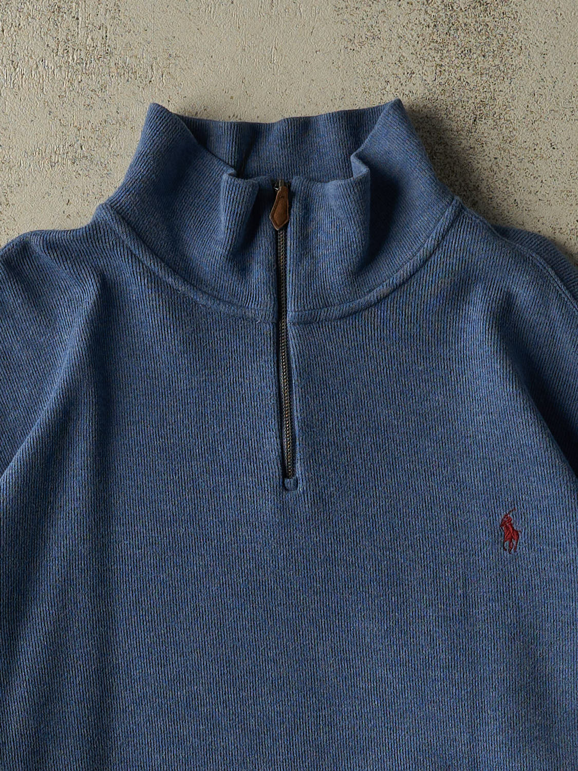 Vintage 90s Blue Polo Quarter Zip Knit (XXL)