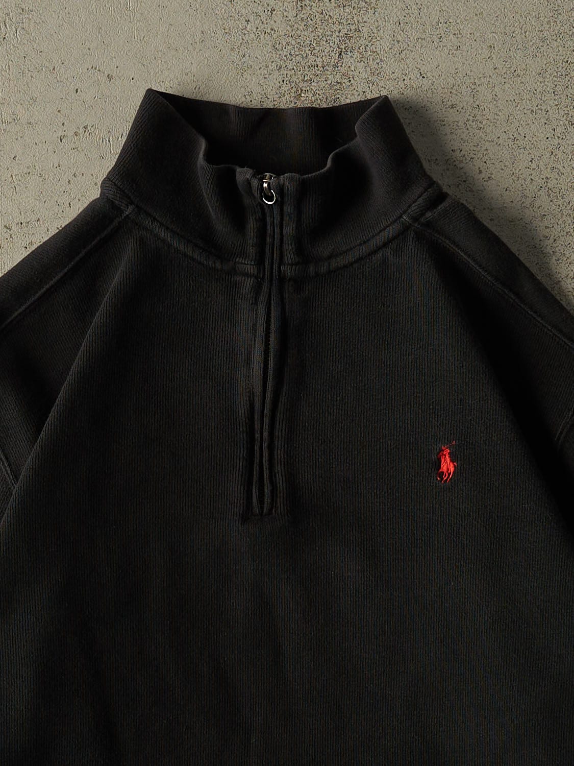 Vintage 90s Black Polo Ralph Lauren Quarter Zip Knit (M/L)